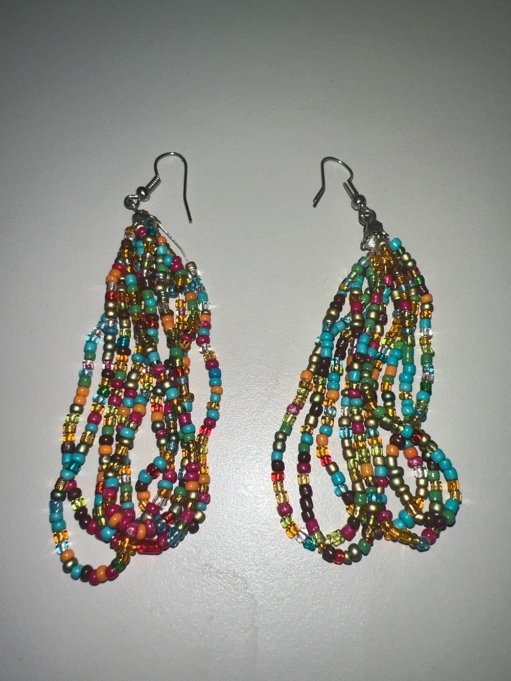 Multicolor Seed Bead Multi-Strand Drop Earrings - Women Jewelry